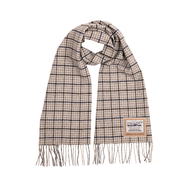 Luxurious Check Wool Scarf - 100% Pure Mongolian Wool