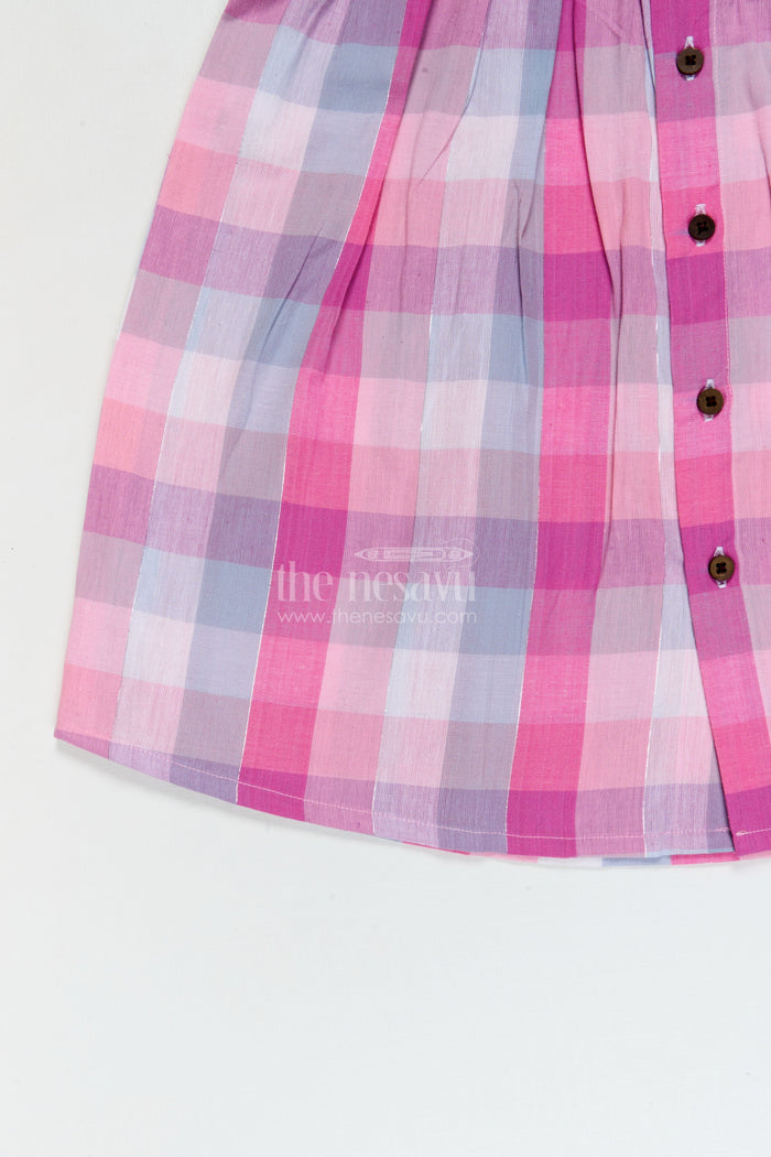 The Nesavu Girls Cotton Frock Checked Cotton Frock for Toddler Girls for School and Casual Days Nesavu Nesavu checked cotton frock for toddler girls for schoolwear and casual everyday dressing
