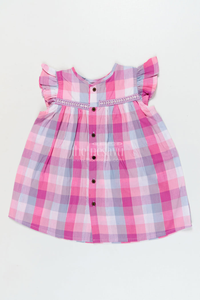 The Nesavu Girls Cotton Frock Checked Cotton Frock for Toddler Girls for School and Casual Days Nesavu Nesavu checked cotton frock for toddler girls for schoolwear and casual everyday dressing