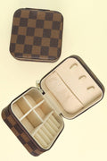 Checker Pattern PU Leather Jewelry Box