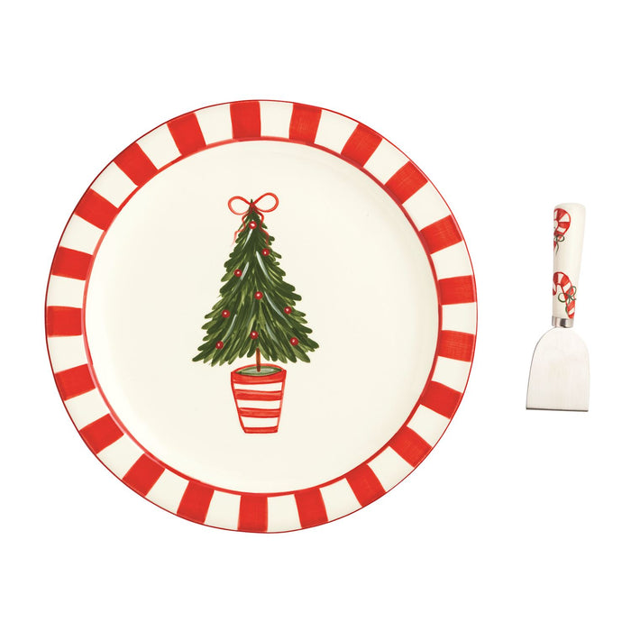 Christmas Tree Topiary Cookie Plate & Spatula Set