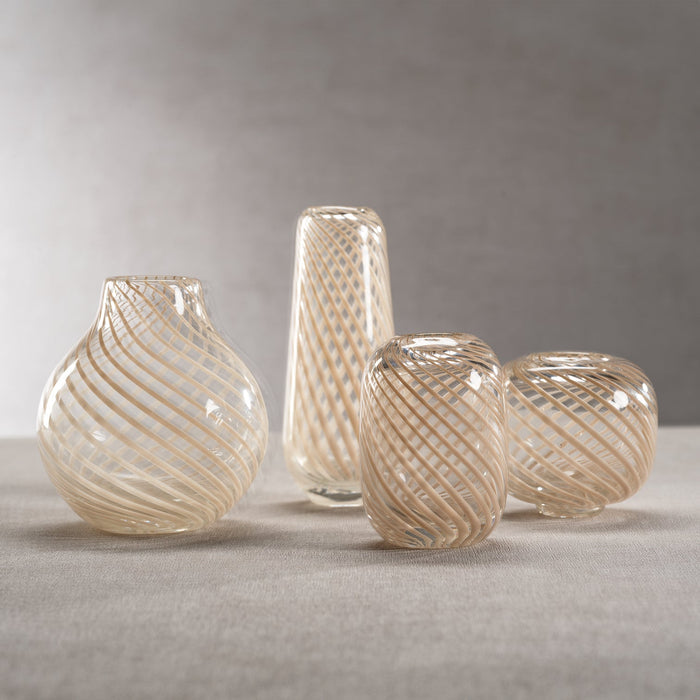 Claire Clear Bud Vases with Beige Swirl - Vases by Carlyle Avenue