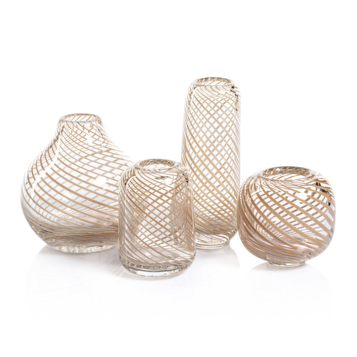 Claire Clear Bud Vases with Beige Swirl - Vases by Carlyle Avenue