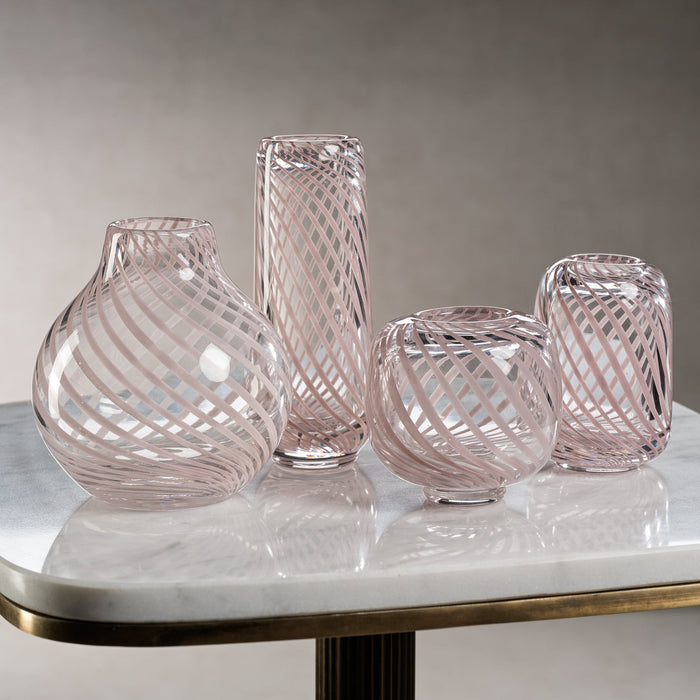 Claire Clear Bud Vases with Blush Swirl - Vases by Carlyle Avenue