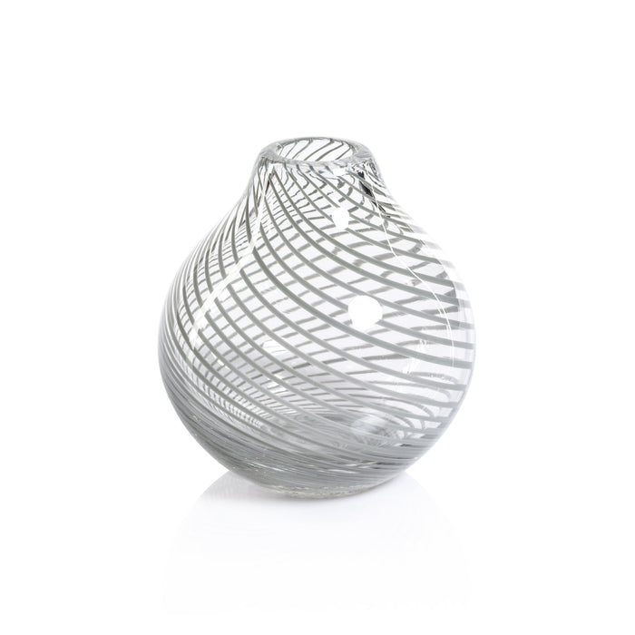 Claire Clear Bud Vases with Sea Green Swirl - Vases by Carlyle Avenue