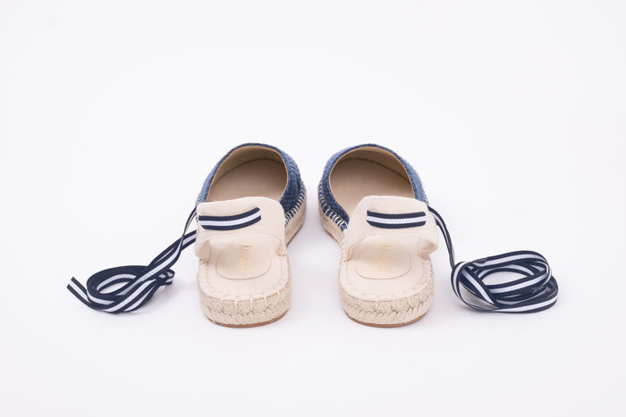 Back view of Clara espadrilles in Navy blue. Available in women's larger sizes 8-12