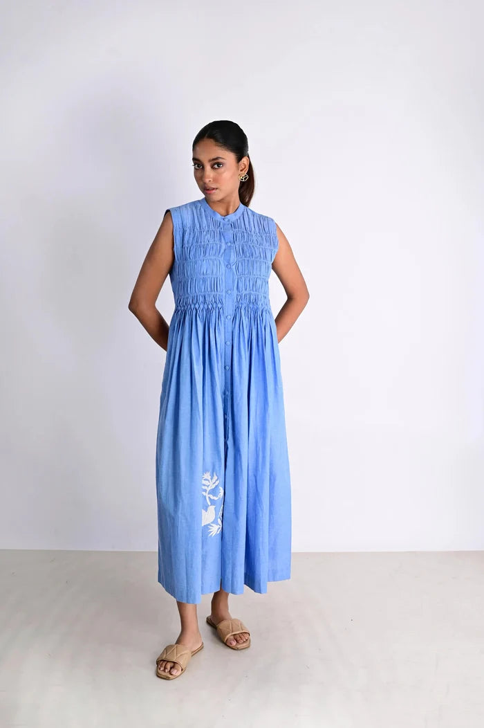 CLARA  LINEN  HAND SMOCKED DRESS Bloome