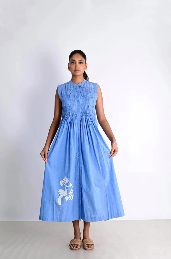 CLARA  LINEN  HAND SMOCKED DRESS Bloome