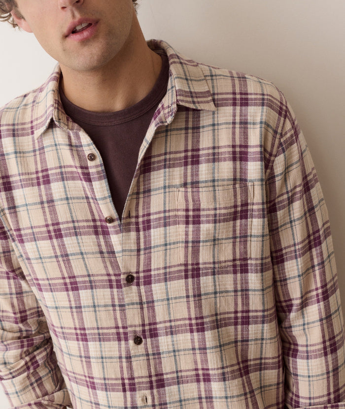 Classic Stretch Selvage Shirt - Green/Purple Multi Plaid