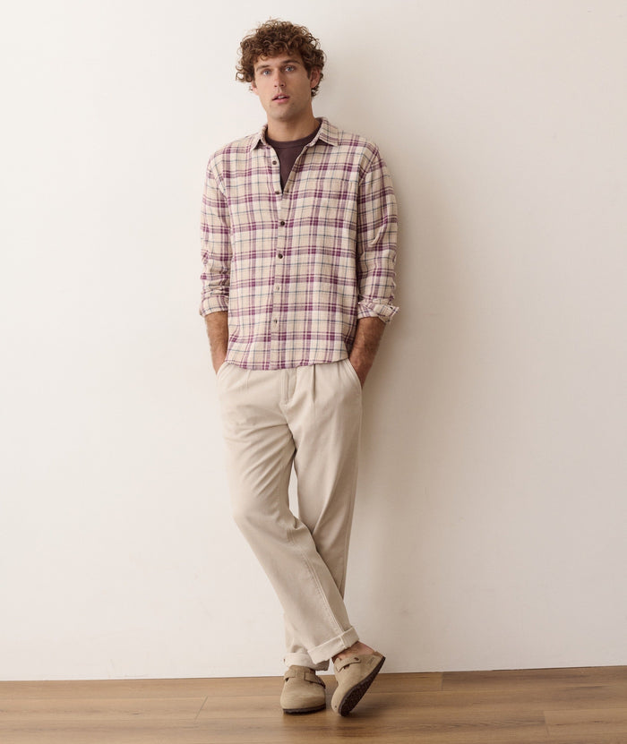 Classic Stretch Selvage Shirt - Green/Purple Multi Plaid