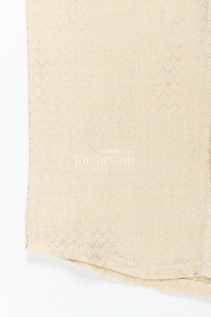 The Nesavu Boys Silk Shirt Cotton Festive Shirt for Boys in Gold Silk Blend with Mandarin Collar and Subtle Pattern Detail Nesavu Nesavu Boys Cotton Festive Shirt Silk Blend Mandarin Collar Subtle Woven Design