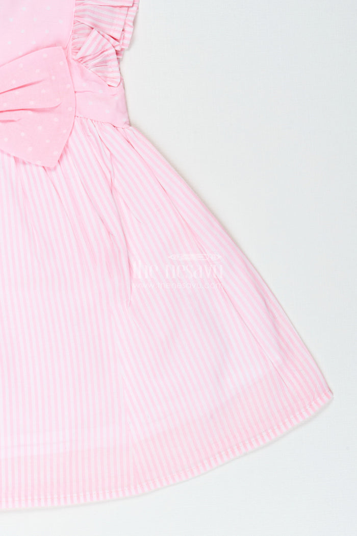The Nesavu Girls Cotton Frock Cotton Frock for Baby Girls with Bow Design for Everyday Twirls and Outings Nesavu Nesavu baby girl cotton frock ruffles bow  ideal birthdays playdates daily outings