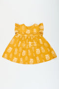 The Nesavu Girls Cotton Frock Cotton Frock for Baby Girls with Fruit Print for Everyday Wear and Outings Nesavu 10 (NB) / Yellow GFC1925A-10 Nesavu baby girl cotton frock pineapple print  ideal daycare everyday comfort