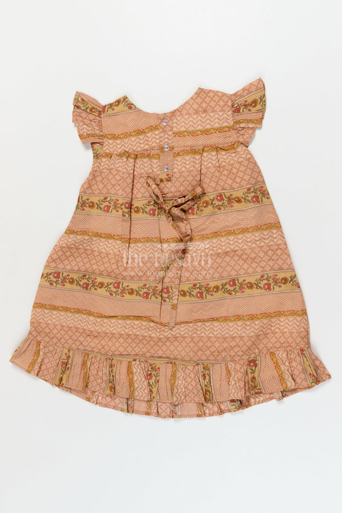The Nesavu Girls Cotton Frock Cotton Frock for Toddler Girls for Casual Celebrations and Family Get-togethers Nesavu Nesavu cotton frock with traditional print and lace for toddler girls' festive casual wear