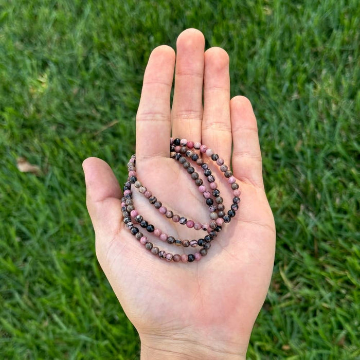 Crystal Bracelet - 4mm Rhodonite