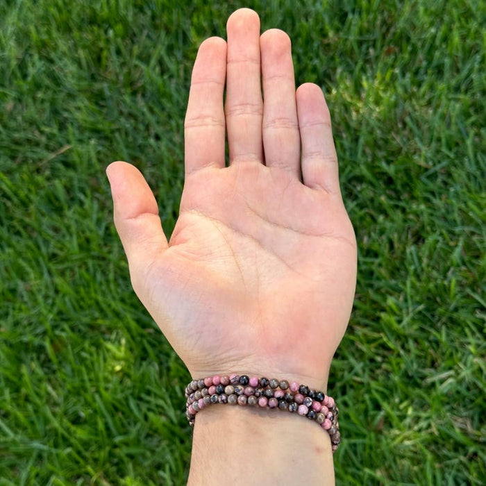 Crystal Bracelet - 4mm Rhodonite