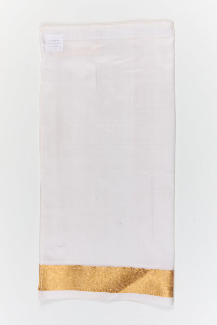 The Nesavu Pure Silk Vesti Cultural Silk Dhoti for Boys for Traditional Celebrations and School Events Nesavu 16 (1Y) / White / Pure Silk D082B-16 Nesavu cultural silk dhoti for boys – traditional wear for school ethnic day, festivals, and family functions