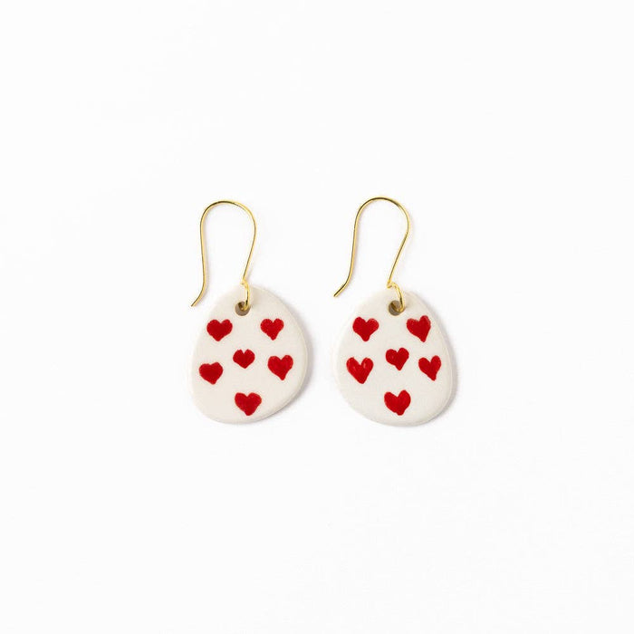 Danielle Round Ceramic Earrings With Hearts