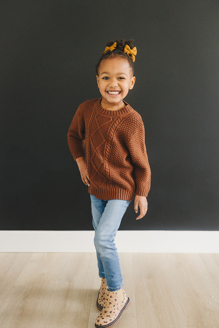 Dark Rust Cable Knit Sweater