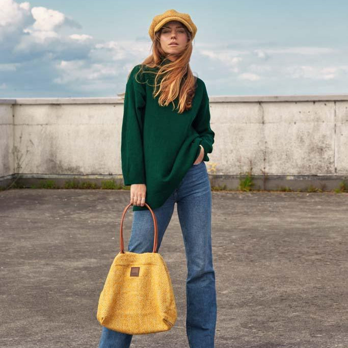 Donegal Herringbone Baker Boy Cap in Yellow | Heritage Traditions