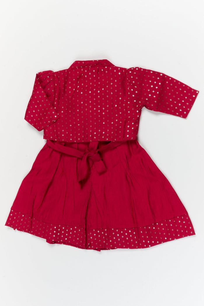 The Nesavu Girls Chanderi Frock Elegant Silk Frock with Traditional Jacket for Celebrations and Cultural Events Nesavu Nesavu ethnic silk frock with jacket for girls – ideal for weddings and festive gatherings