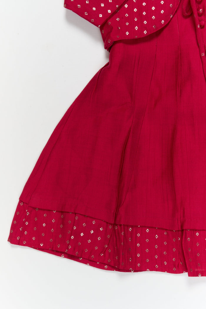 The Nesavu Girls Chanderi Frock Elegant Silk Frock with Traditional Jacket for Celebrations and Cultural Events Nesavu Nesavu ethnic silk frock with jacket for girls – ideal for weddings and festive gatherings