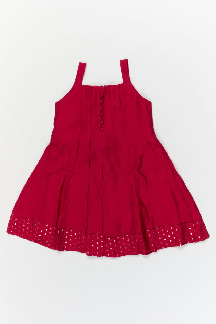 The Nesavu Girls Chanderi Frock Elegant Silk Frock with Traditional Jacket for Celebrations and Cultural Events Nesavu Nesavu ethnic silk frock with jacket for girls – ideal for weddings and festive gatherings