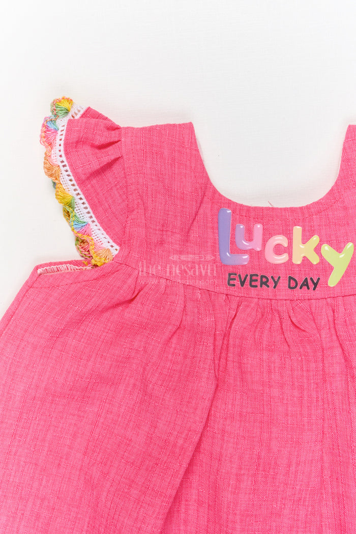 The Nesavu Baby Cotton Frocks Embellished Cotton Frock for Baby Girls with Butterfly Patch and Sequin Trim Nesavu Nesavu baby girl cotton frock with butterfly patch and sequin trim for sparkly everyday wear