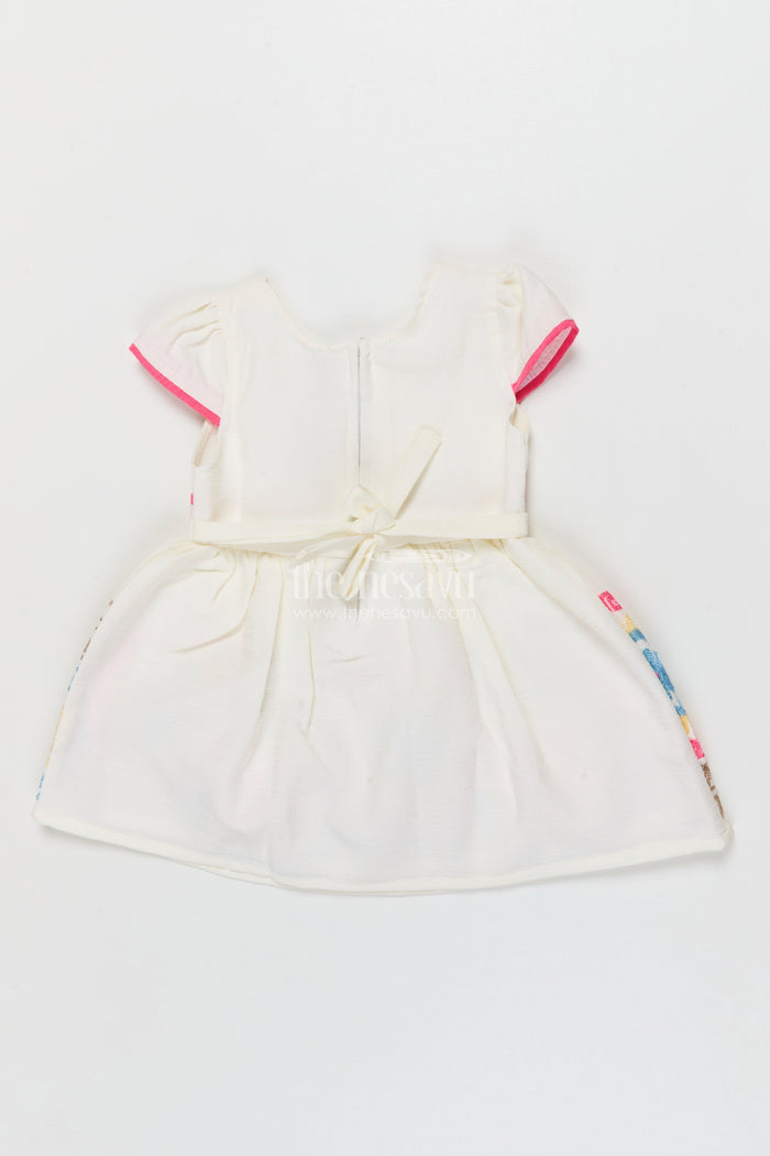 The Nesavu Girls Cotton Frock Embroidered Cotton Frock for Toddler Girls' Day Outings and Events Nesavu Nesavu toddler girl cotton frock with embroidery for birthdays and festive family outings