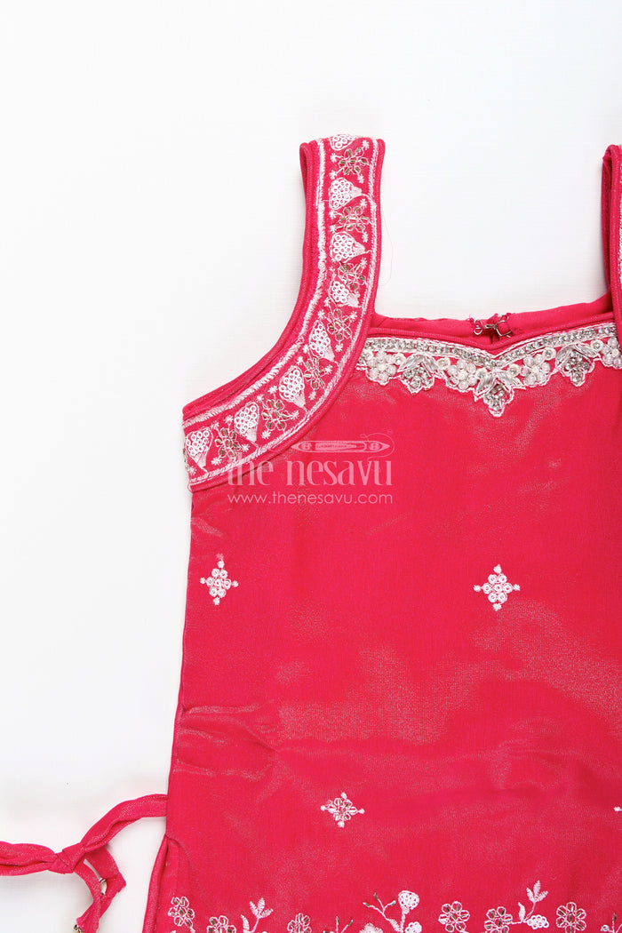 The Nesavu Girls Sharara / Plazo Set Embroidered kurti with dhoti pant set – ethnic charm for baby girls Nesavu Baby girls kurti dhoti pant set  Nesavu ethnic wear toddlers