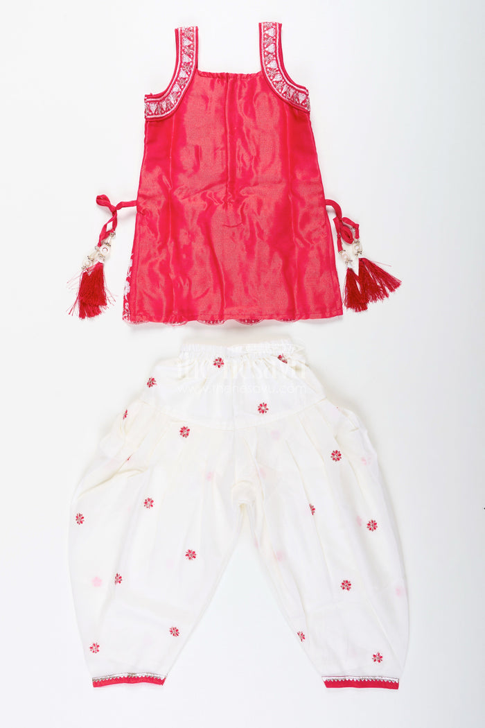 The Nesavu Girls Sharara / Plazo Set Embroidered kurti with dhoti pant set – ethnic charm for baby girls Nesavu Baby girls kurti dhoti pant set  Nesavu ethnic wear toddlers