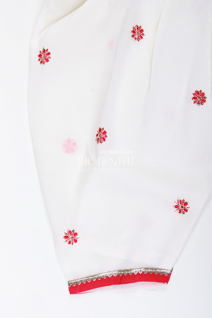 The Nesavu Girls Sharara / Plazo Set Embroidered kurti with dhoti pant set – ethnic charm for baby girls Nesavu Baby girls kurti dhoti pant set  Nesavu ethnic wear toddlers