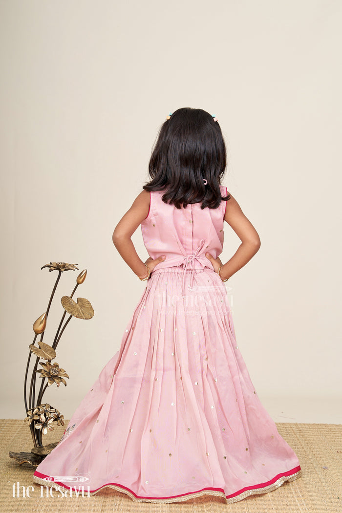 The Nesavu Girls Lehenga Choli Embroidered Lehenga Choli For Girls Birthday And Festive Occasions Nesavu Nesavu Pastel Pink Lehenga Choli Girls Shimmer Georgette Outfit Birthdays Celebrations