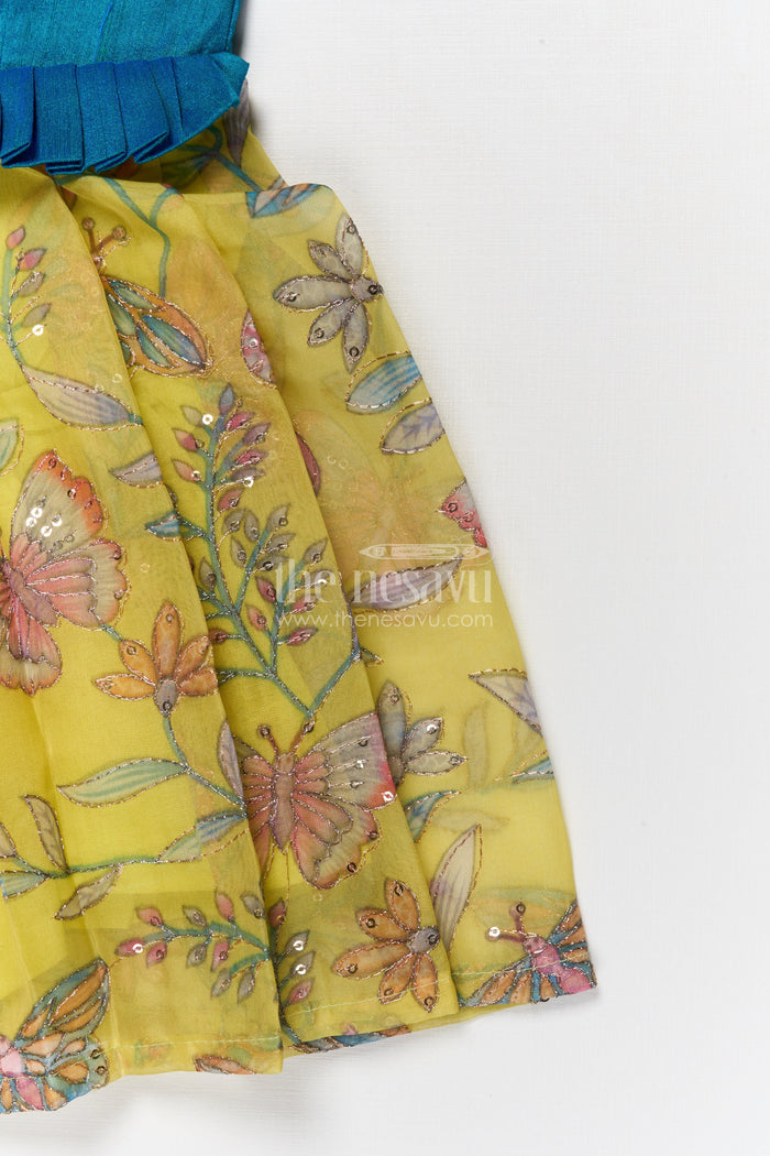 The Nesavu Silk Embroidered Frock Embroidered Silk Frock for Toddlers for Birthdays and Playful Events Nesavu Nesavu embroidered silk frock for toddlers with butterfly organza skirt – perfect for birthdays and photoshoots