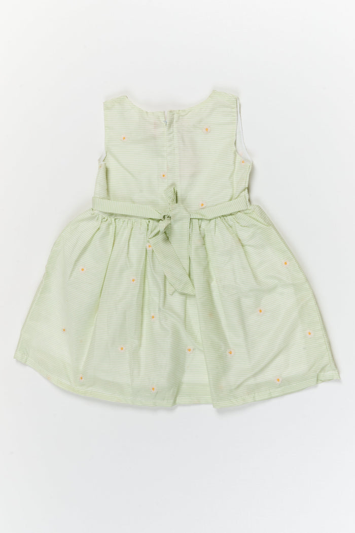 The Nesavu Girls Cotton Frock Embroidered Stripe Frock with Classic Charm for Toddlers and Little Girls Nesavu Nesavu floral embroidered striped cotton frock – everyday elegance for girls