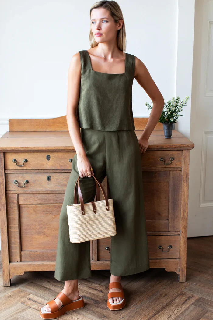 Emerson Fry - Roma Pant in Martini Olive Linen