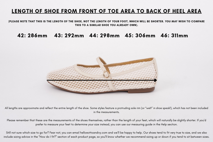 Measurement diagram of mesh flats in womens larger sizes 42-46