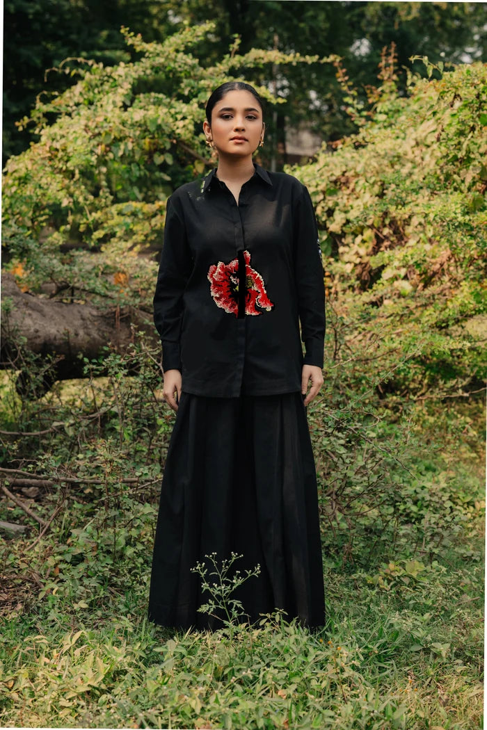 Estrella Pixel Embroidered Linen Shirt Bloome
