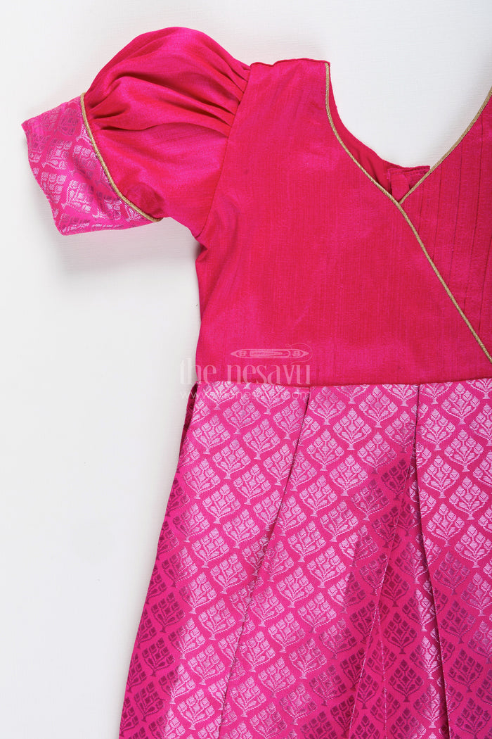 The Nesavu Silk Frock Ethnic Silk Frock for Baby Girls for Birthdays and Festive Wear Nesavu Nesavu ethnic silk frock baby girls semi banaras skirt  ideal birthdays religious events