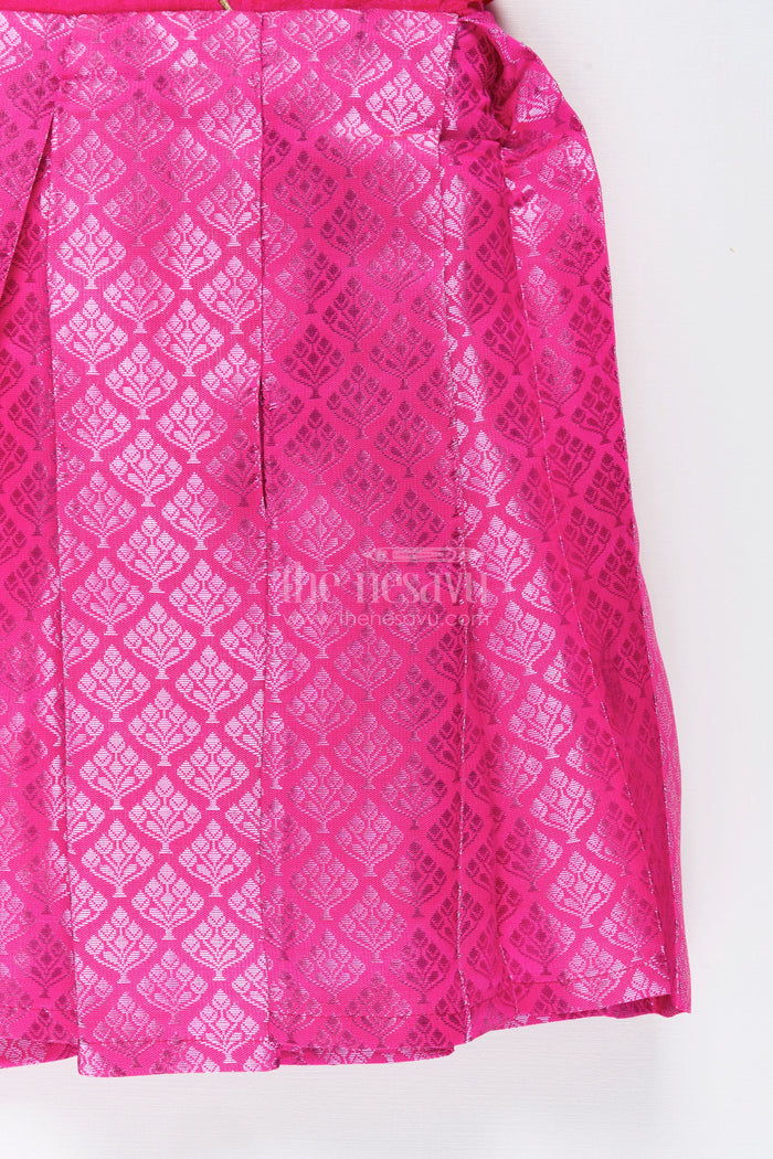 The Nesavu Silk Frock Ethnic Silk Frock for Baby Girls for Birthdays and Festive Wear Nesavu Nesavu ethnic silk frock baby girls semi banaras skirt  ideal birthdays religious events