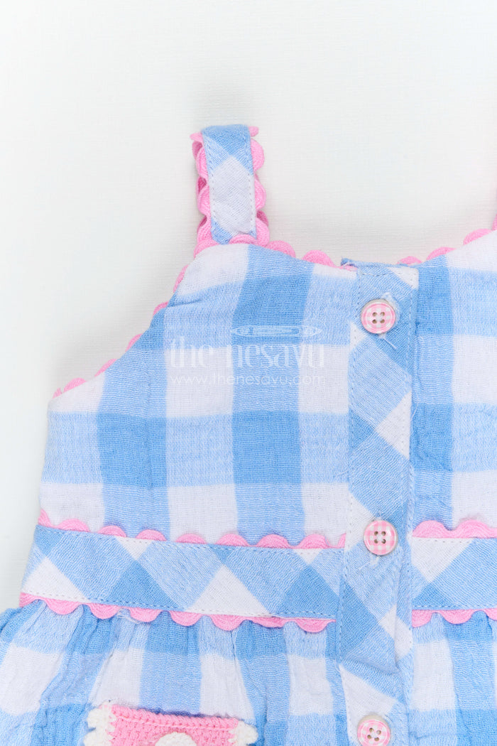 The Nesavu Baby Frocks Everyday Comfort Cotton Dress for Little Girls Nesavu Nesavu baby girl muslin cotton frock with checked design for summer outings and daily wear