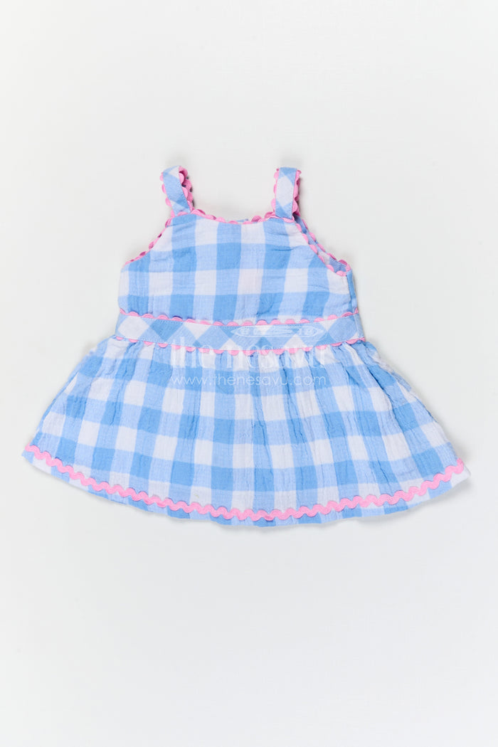 The Nesavu Baby Frocks Everyday Comfort Cotton Dress for Little Girls Nesavu Nesavu baby girl muslin cotton frock with checked design for summer outings and daily wear