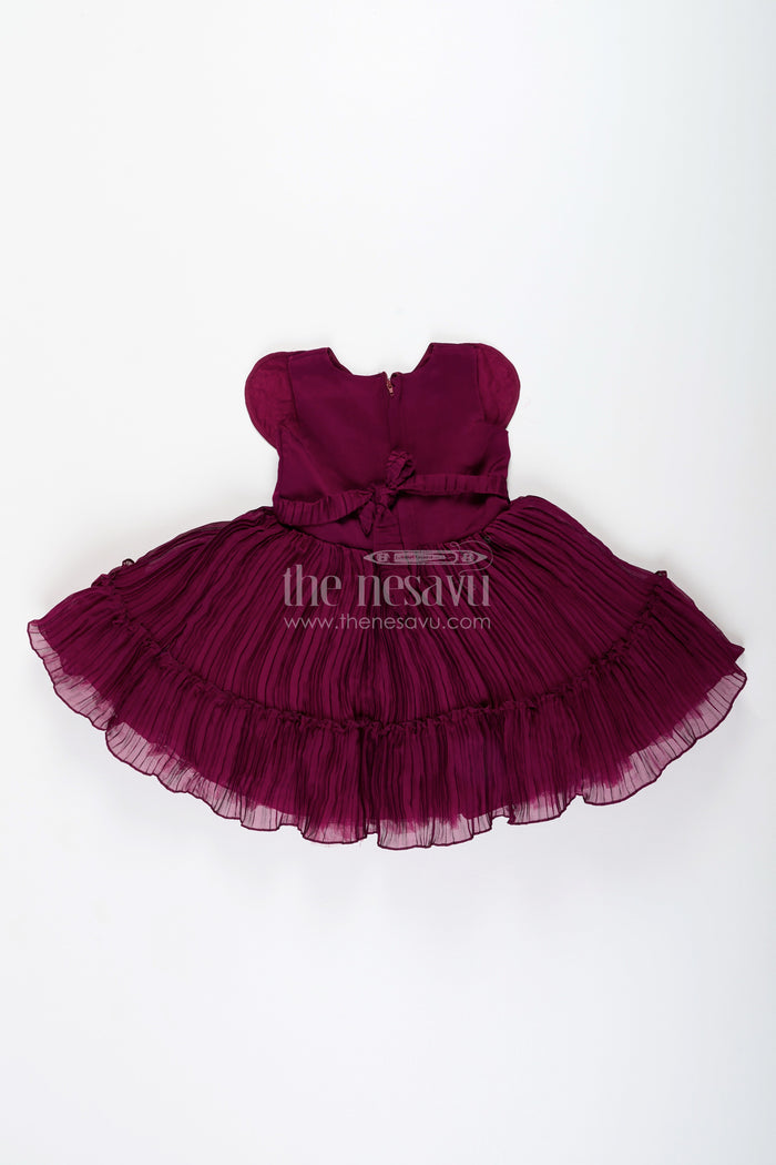 The Nesavu Girls Fancy Party Frock Fancy party frock for toddler girls for birthdays and evening events Nesavu Nesavu toddler girl fancy party frock georgette butterfly embroidery  perfect birthdays