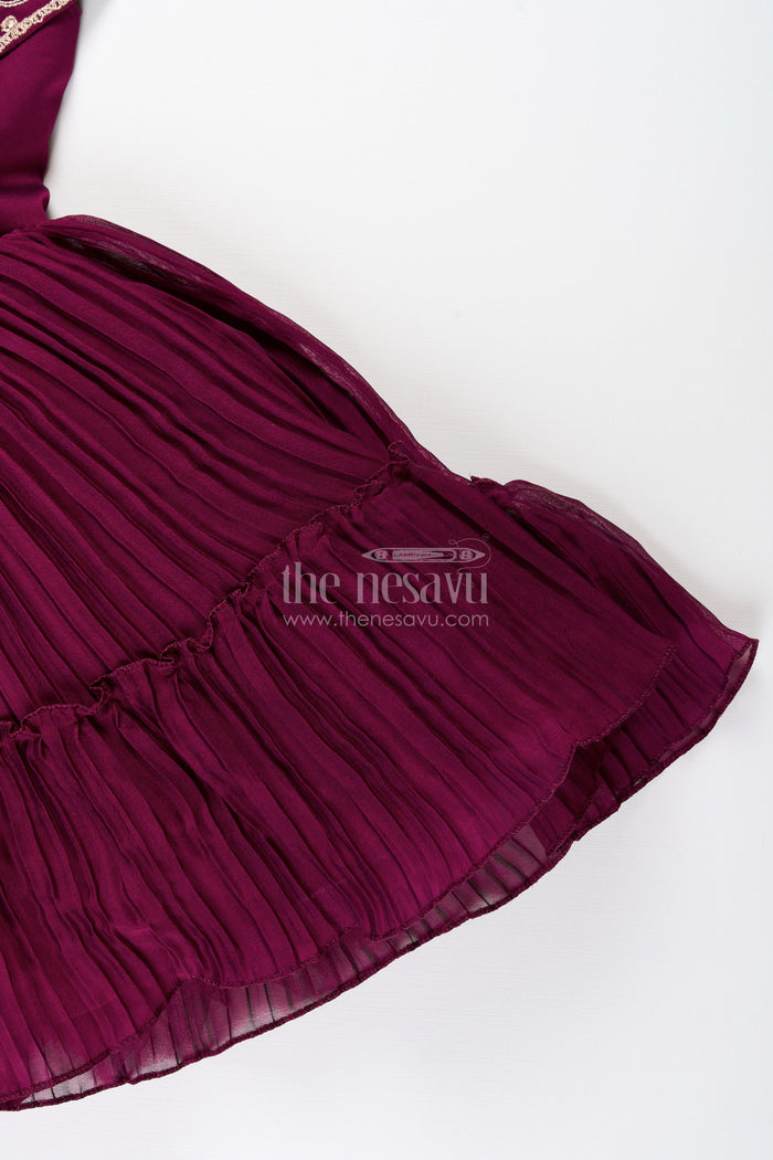 The Nesavu Girls Fancy Party Frock Fancy party frock for toddler girls for birthdays and evening events Nesavu Nesavu toddler girl fancy party frock georgette butterfly embroidery  perfect birthdays