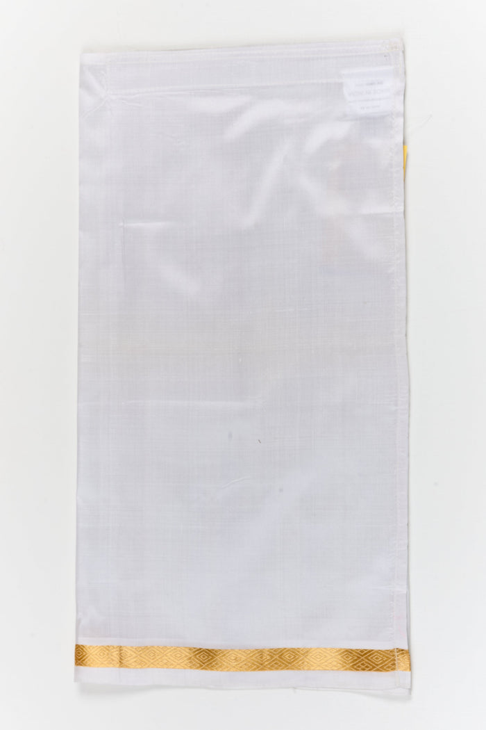 The Nesavu Pure Silk Vesti Festive Silk Dhoti for Kids for Weddings and Ethnic Events Nesavu 16 (1Y) / White / Pure Silk D075B-16 Nesavu festive silk dhoti for kids – perfect traditional wear for weddings, functions, and cultural events