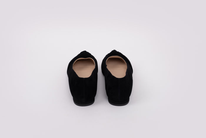 Back view of Fifi Flats in Black. Women's larger size shoes available in sizes 8-12