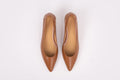 Aerial view of Florence Kitten Heel in Tan. Womens formal shoe available in larger European sizes 42-46