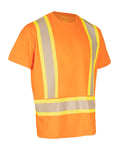 Forcefield Athletic Fit Hi Vis Crew Neck 100% Cotton Short Sleeve Safety Tee Shirt with Segmented Reflective Tape