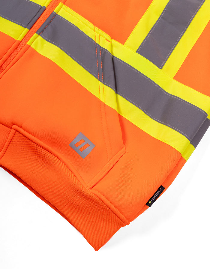 Forcefield Deluxe Hi Vis Safety Hoodie, Attached Hood