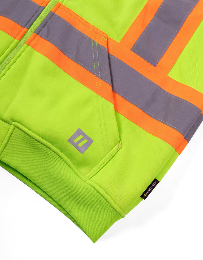 Forcefield Deluxe Hi Vis Safety Hoodie, Attached Hood